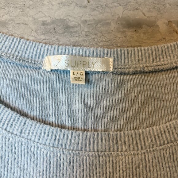 Z Supply Hang Out Rib Long Sleeve Top Lightweight Sweatshirt Blue Size Large - Picture 4 of 11